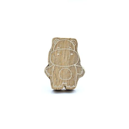 Kids Handmade Mango Wood Hippo Drawer Knob